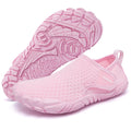 Pink kids water shoes with non-slip soles, breathable mesh upper