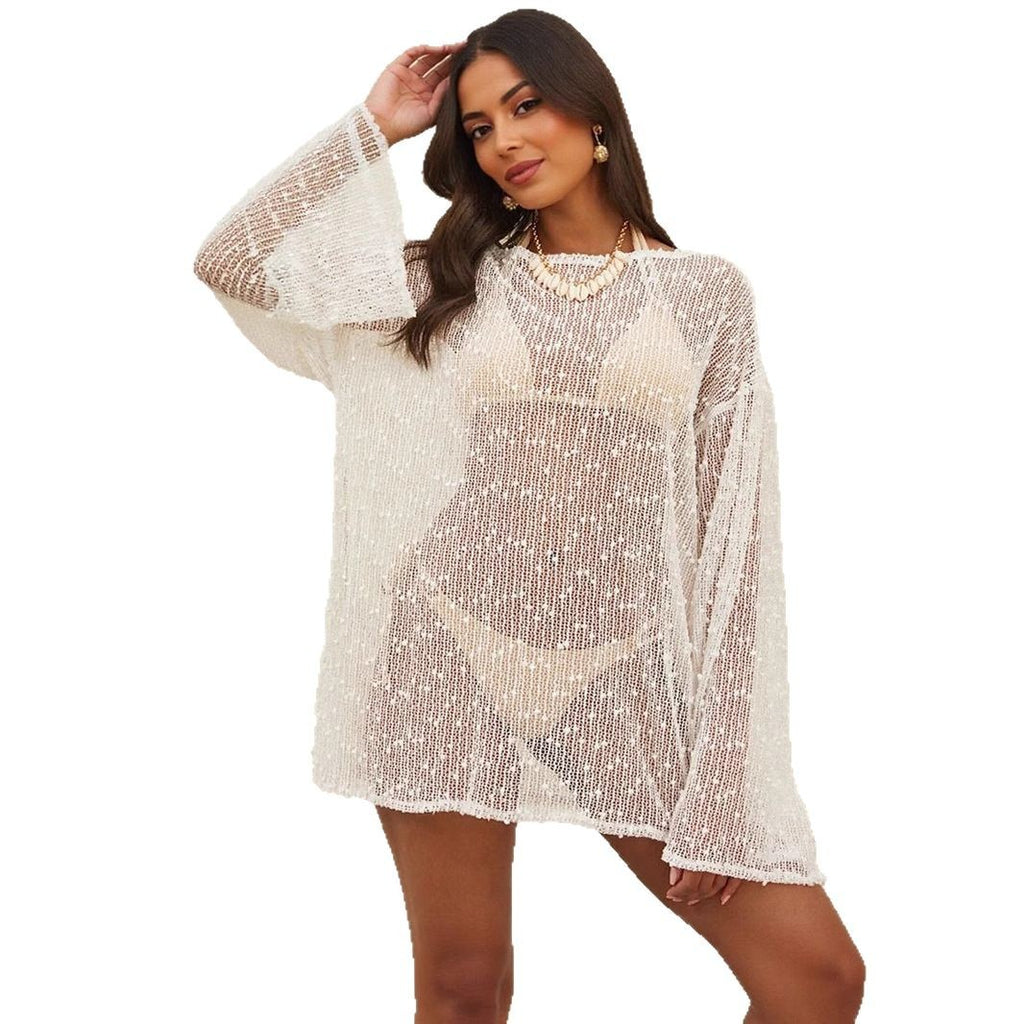 Sexy beach vacation sun protection clothing women's dress
