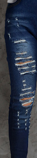 High Waist Blue Ripped Skinny Jeans for Women