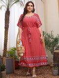 Plus Size Retro Printing Summer Dress for Women