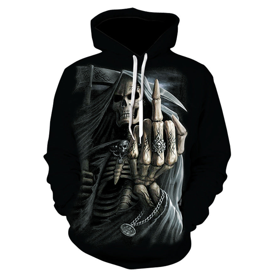2019 Men's Hoodie with 3D Skull Print and Hood
