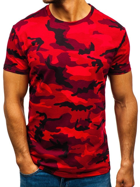 Camouflage Men's Bodybuilding T-Shirt in Polyester/Spandex