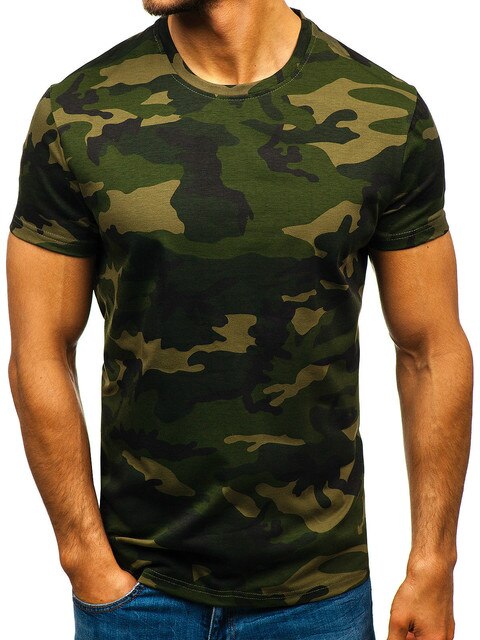Camouflage Men's Bodybuilding T-Shirt in Polyester/Spandex