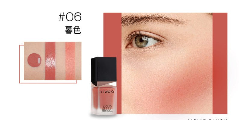 O.TWO.O Liquid Blush in sleek packaging, available in multiple shades