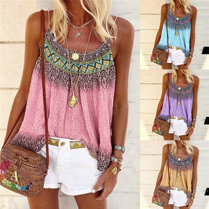 Women's Casual Summer Loose Bohemian Print Vest