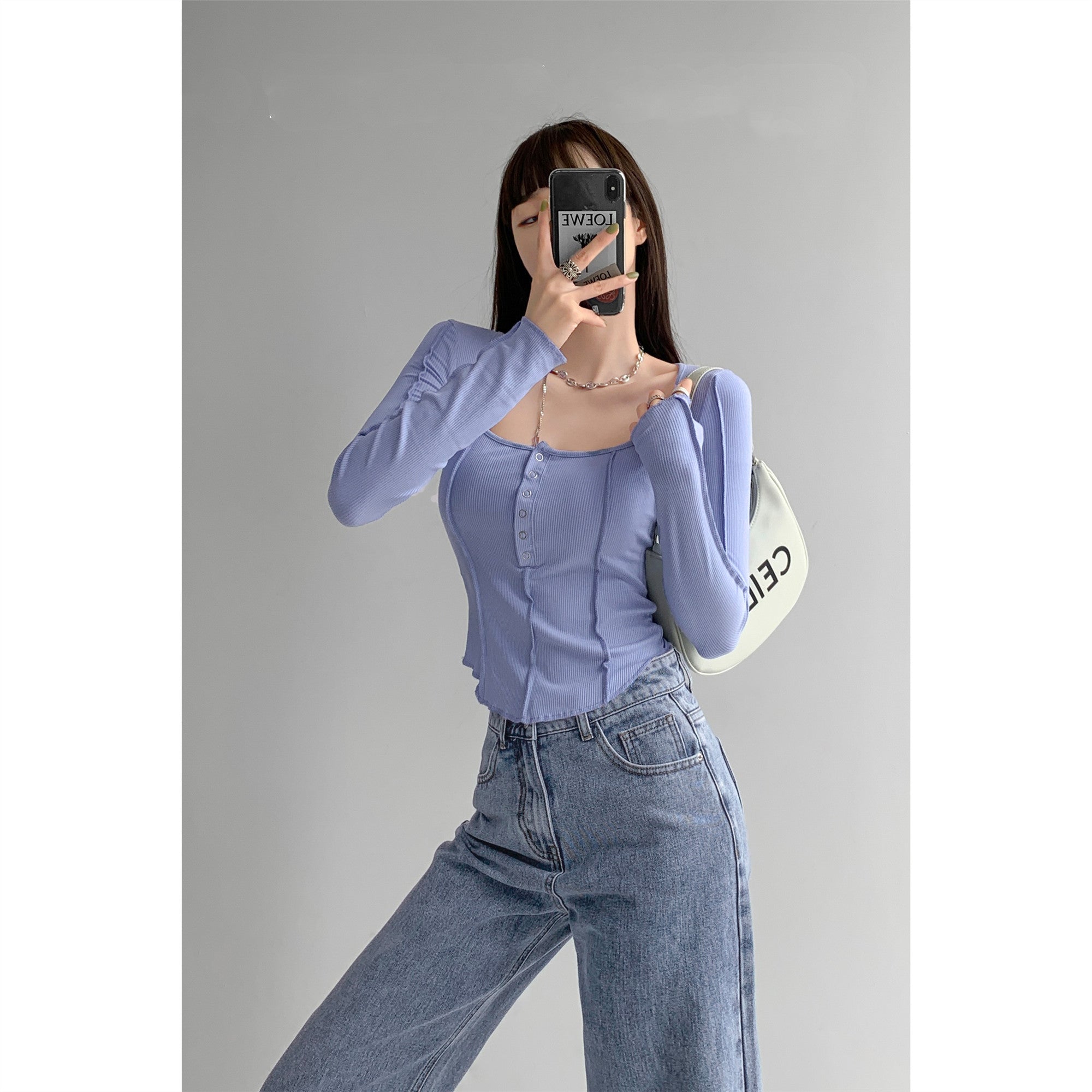 Single Breasted European American Style Stitching Jacket