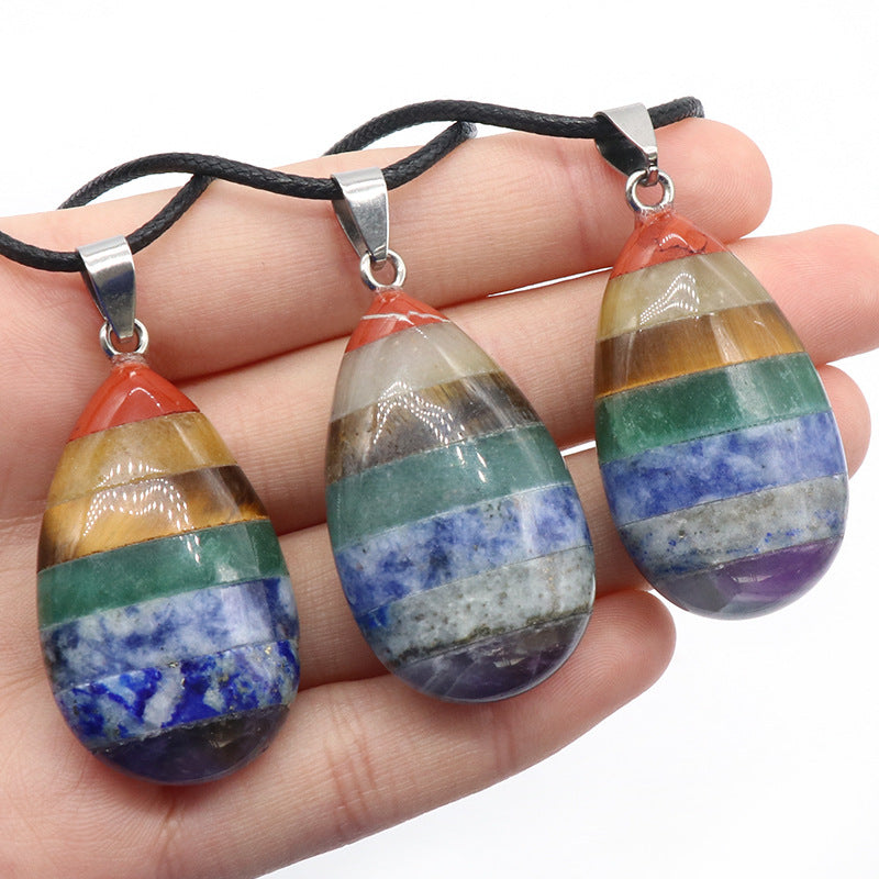 Colorful Crystal Stone Necklace Irregular Natural Crystal Agate Stone Pendant