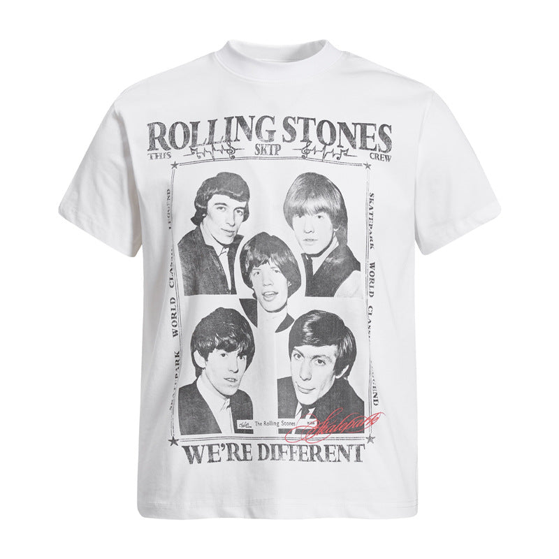 Old photo portrait printed short sleeved shirt