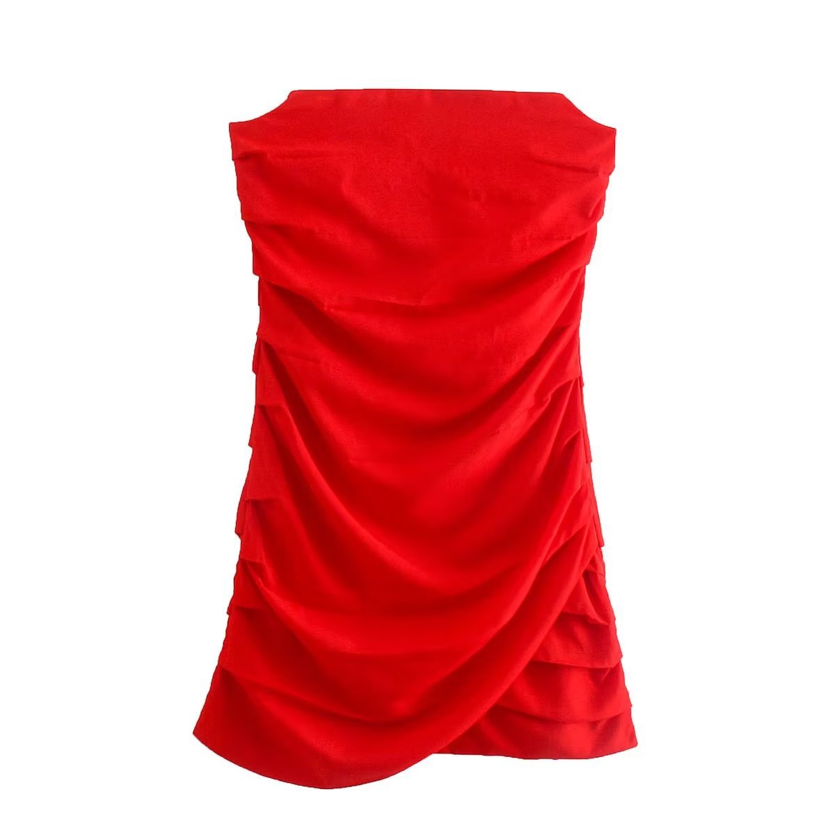 Off-Shoulder Pleated Slim Fit Tube Top Dress
