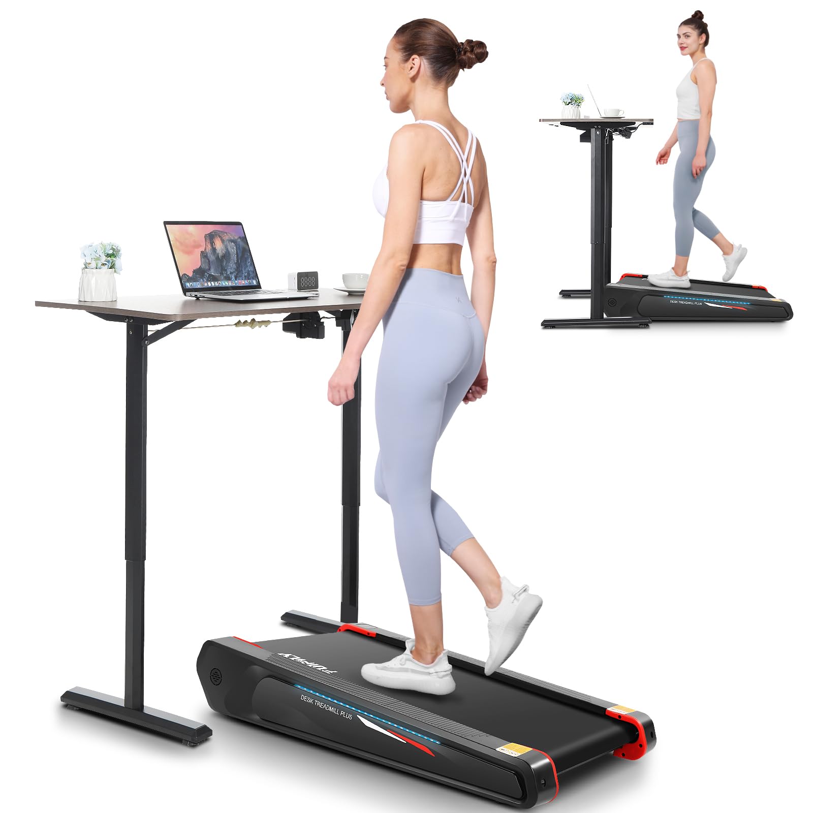 FUNMILY Compact Incline Treadmill 2.5HP with Remote and Under-Desk Design