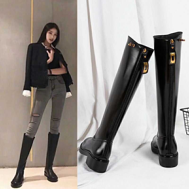New Ladies Black Long Rider Boots