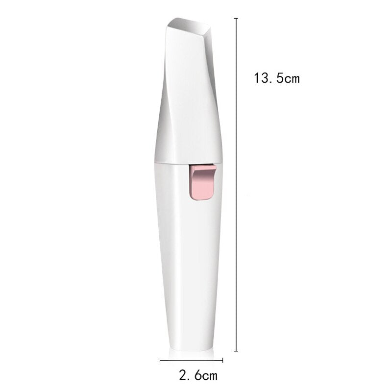 2-in-1 eyebrow and facial hair trimmer with interchangeable heads