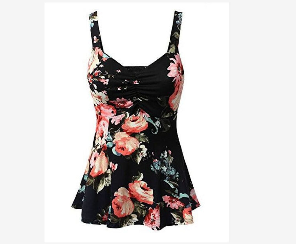 Printed Square Collar Ladies Blouse with Sling