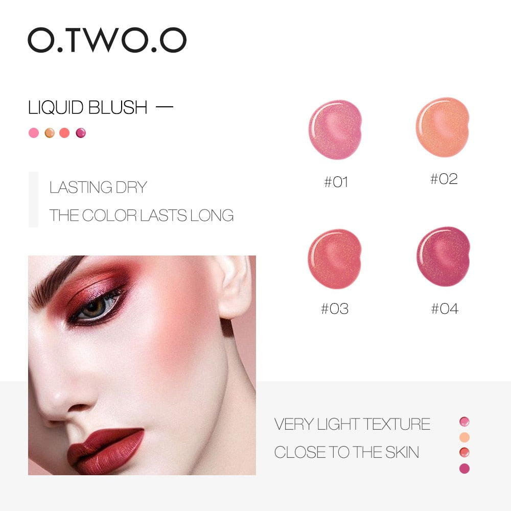O.TWO.O Liquid Blush in sleek packaging, available in multiple shades
