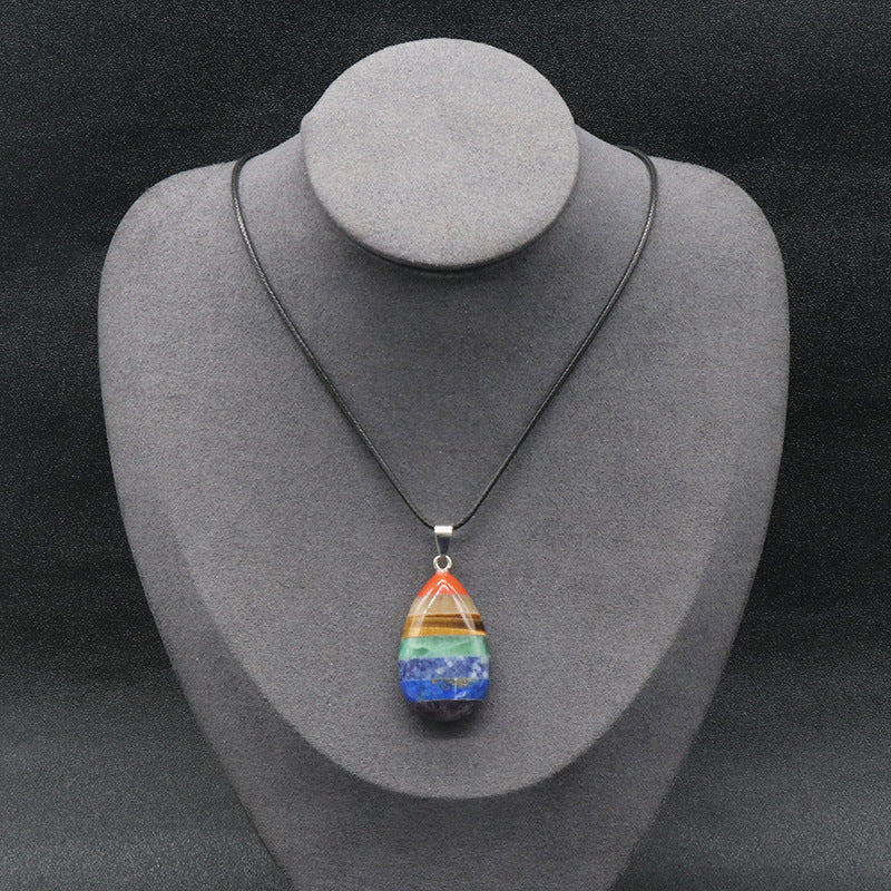 Colorful Crystal Stone Necklace Irregular Natural Crystal Agate Stone Pendant