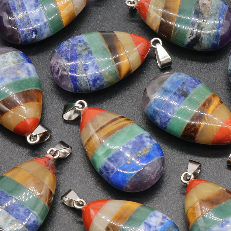 Colorful Crystal Stone Necklace Irregular Natural Crystal Agate Stone Pendant