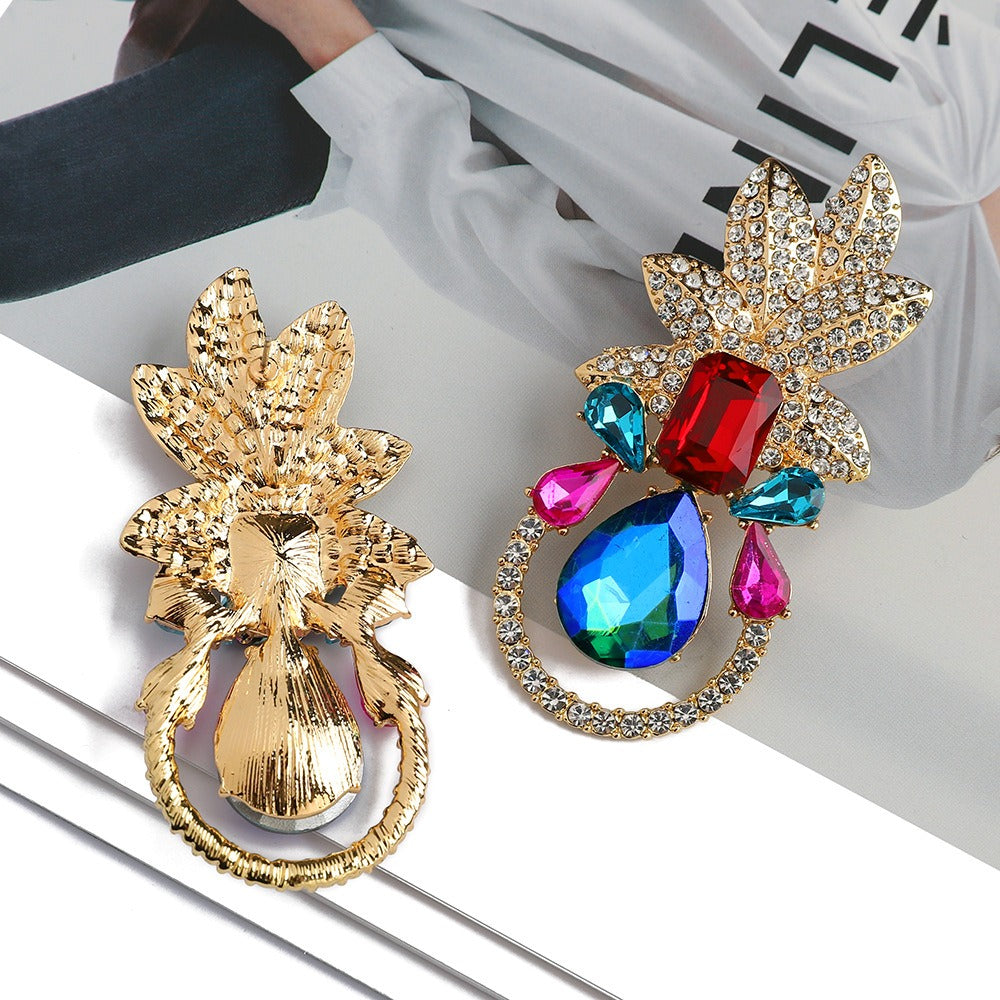 Leaves full of diamonds and colorful crystal personalized earrings
