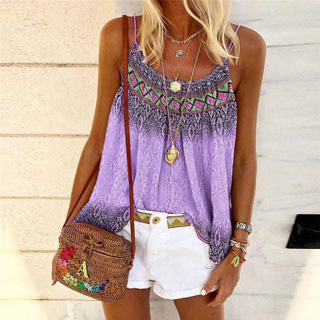 Women's Casual Summer Loose Bohemian Print Vest