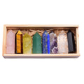 Natural Crystal Single Pointed Column Set White Crystal Pink Crystal Eight-Color Wooden Box Set