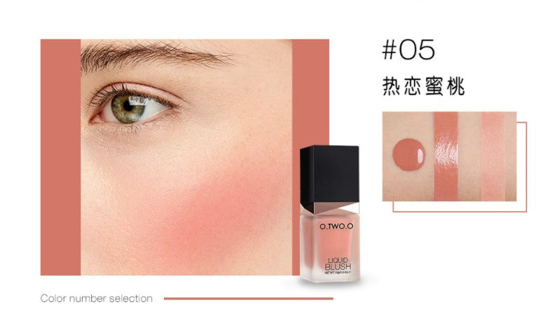 O.TWO.O Liquid Blush in sleek packaging, available in multiple shades