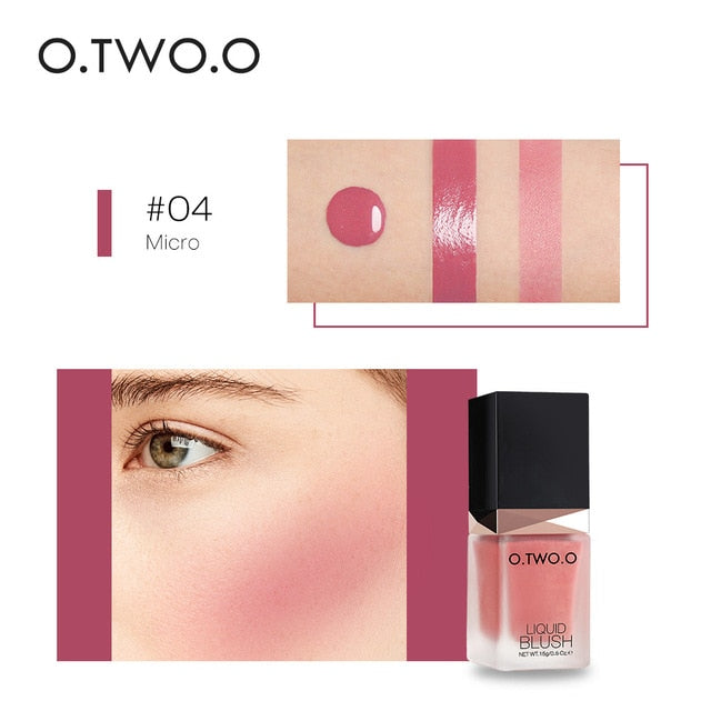 O.TWO.O Liquid Blush in sleek packaging, available in multiple shades