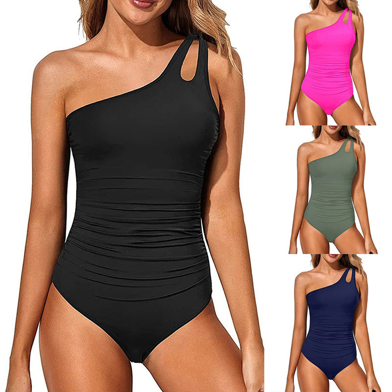 Women's Asymmetrical One-Shoulder One-Piece Swimsuit – Sizes S-2XL