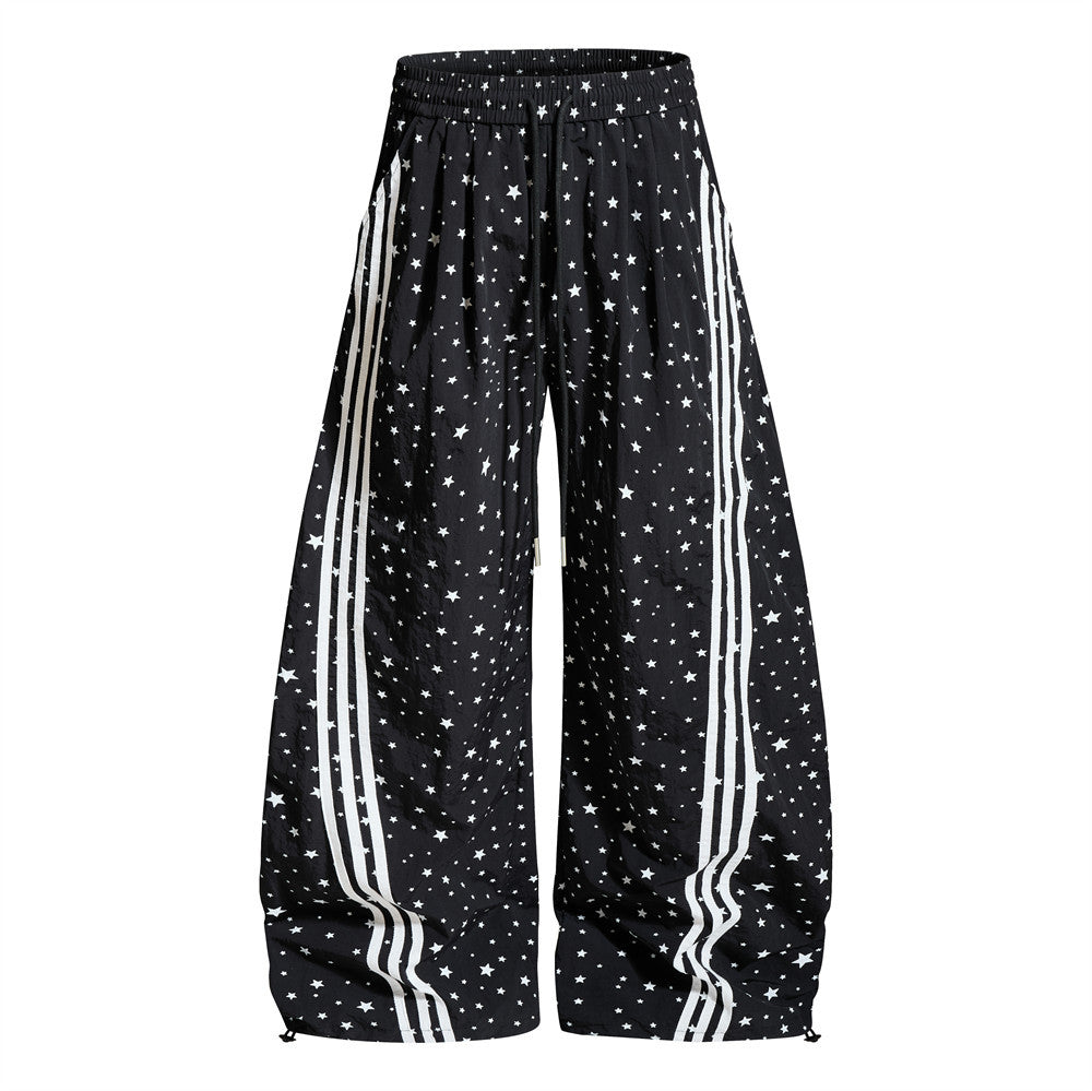 Starry Sky Three Bar Wide Leg Curved Knife Pants