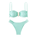 Solid Color Sexy Bikini Set, Three-Piece Beach Swimwear for Women