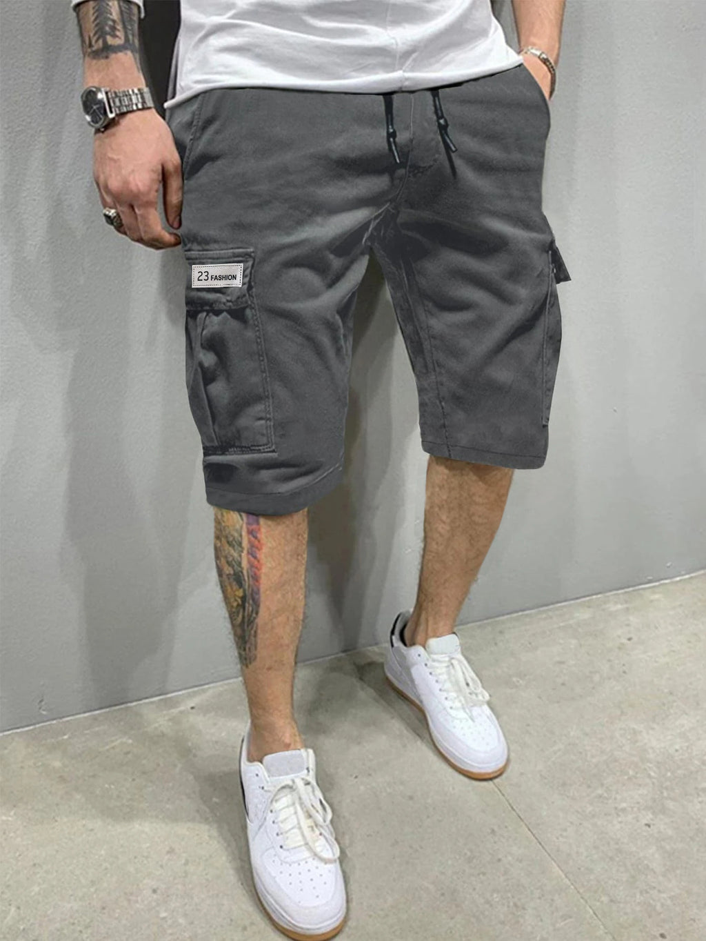 Men's Cargo Loose Straight-Leg Trendy Beach Mid-Length Pants