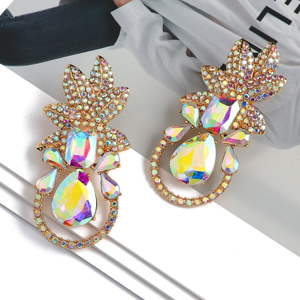 Leaves full of diamonds and colorful crystal personalized earrings