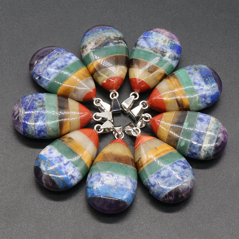 Colorful Crystal Stone Necklace Irregular Natural Crystal Agate Stone Pendant