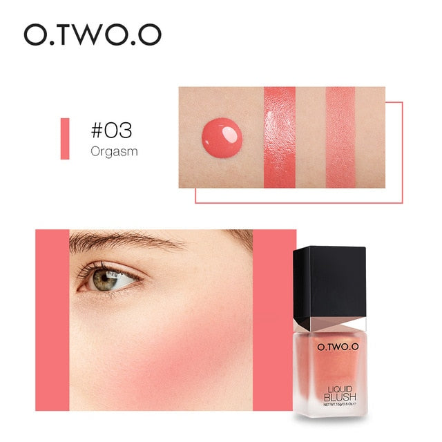 O.TWO.O Liquid Blush in sleek packaging, available in multiple shades