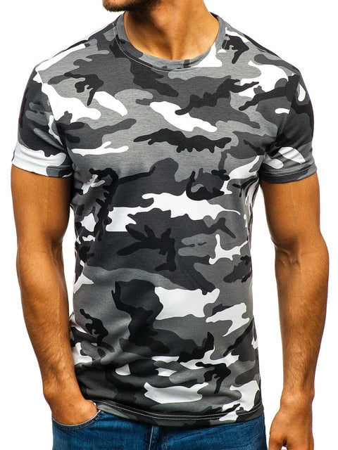 Camouflage Men's Bodybuilding T-Shirt in Polyester/Spandex