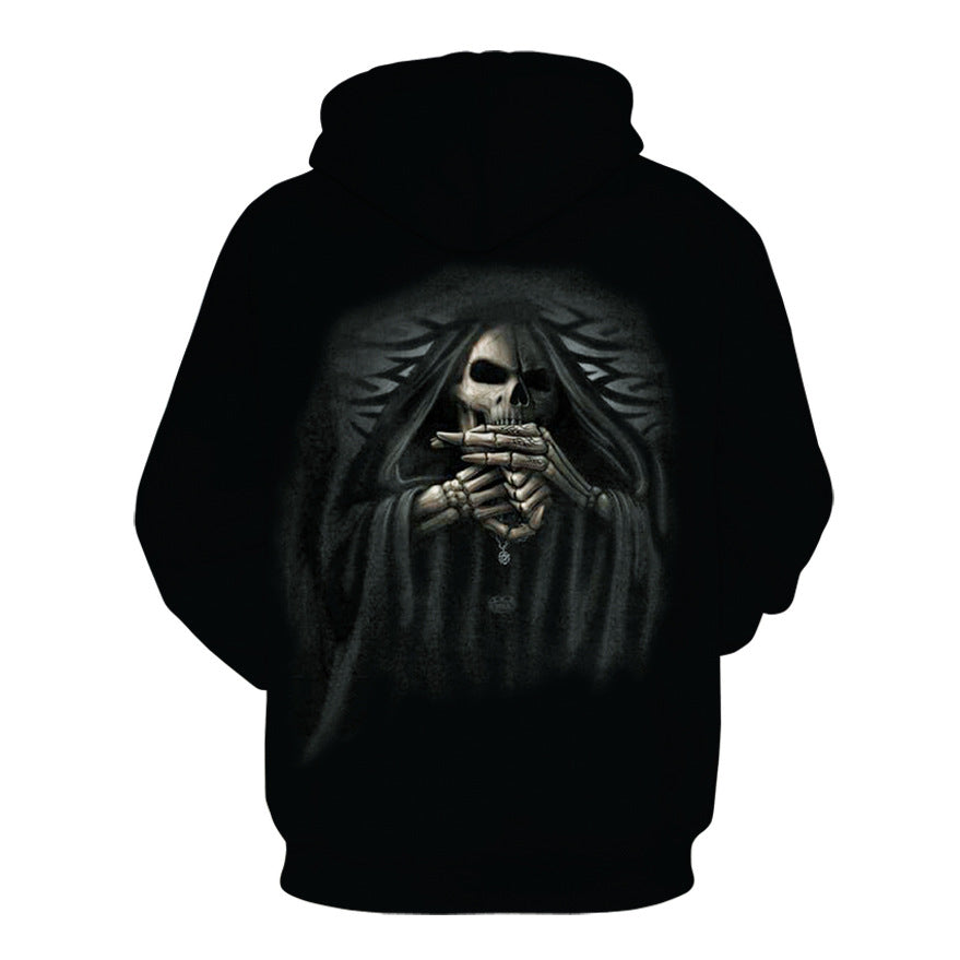 2019 Men's Hoodie with 3D Skull Print and Hood