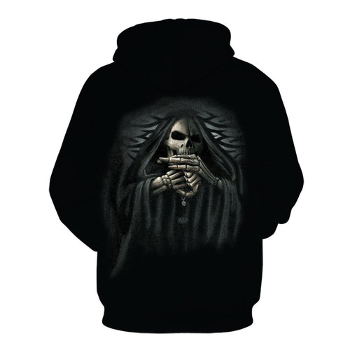 2019 Men's Hoodie with 3D Skull Print and Hood
