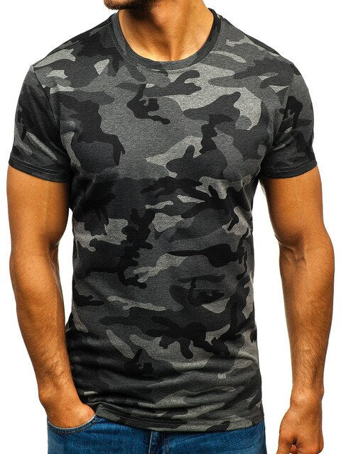 Camouflage Men's Bodybuilding T-Shirt in Polyester/Spandex