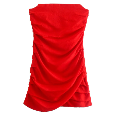 Off-Shoulder Pleated Slim Fit Tube Top Dress