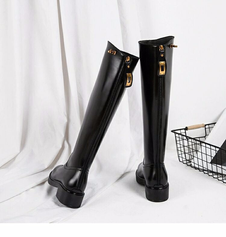 New Ladies Black Long Rider Boots